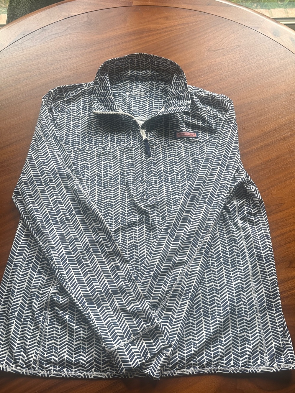 Vineyard Vines Navy and White Chevron Shep Shirt Size L